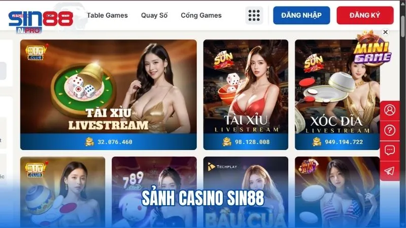 Casino Sin88 là sảnh chơi được hội viên yêu thích tại nhà cái