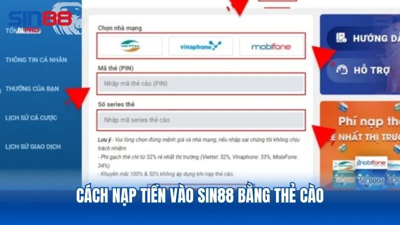 Nạp tiền tiện lợi với phương thức thẻ cào điện thoại
